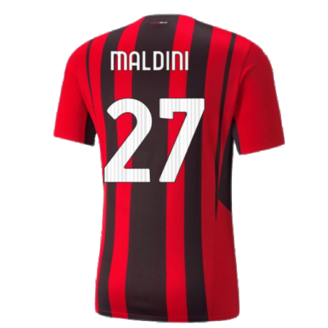 2021-2022 AC Milan Authentic Home Shirt (MALDINI 27)