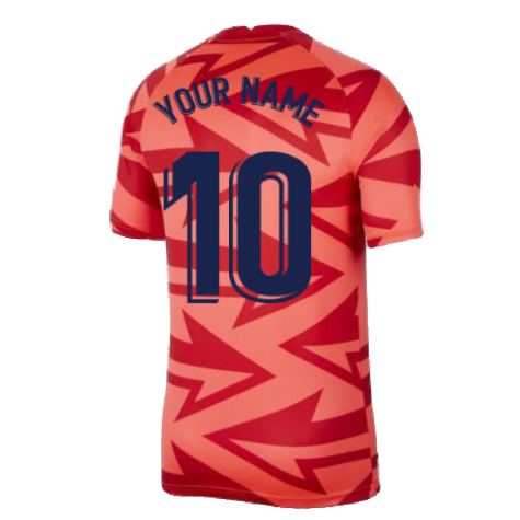 2021-2022 Atletico Madrid Pre-Match Training Shirt (Red) - Kids (Your Name)