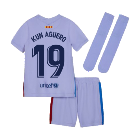 2021-2022 Barcelona Away Mini Kit (Kids) (KUN AGUERO 19)