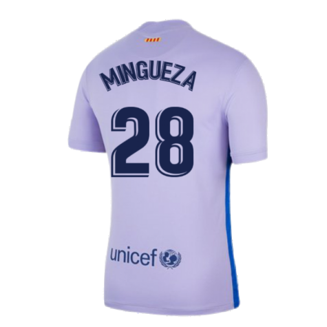 2021-2022 Barcelona Away Shirt (Kids) (MINGUEZA 28)