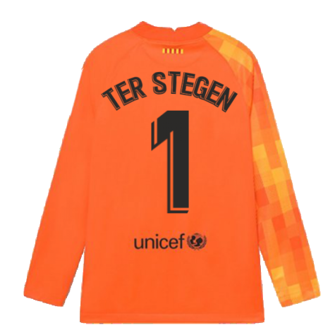 2021-2022 Barcelona Home Goalkeeper Shirt (Orange) (TER STEGEN 1)