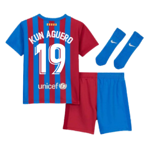 2021-2022 Barcelona Infants Home Kit (KUN AGUERO 19)