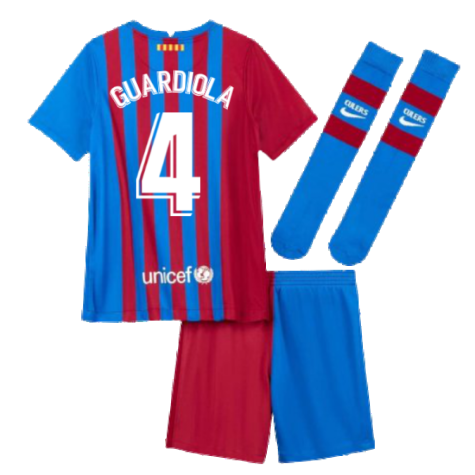 2021-2022 Barcelona Little Boys Home Kit (GUARDIOLA 4)