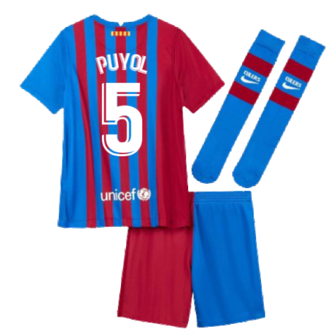 2021-2022 Barcelona Little Boys Home Kit (PUYOL 5)