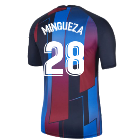 2021-2022 Barcelona Pre-Match Training Shirt (Blue) - Kids (MINGUEZA 28)