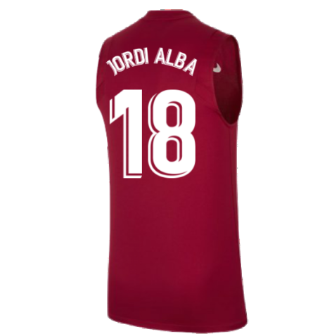 2021-2022 Barcelona Sleeveless Top (Red) (JORDI ALBA 18)