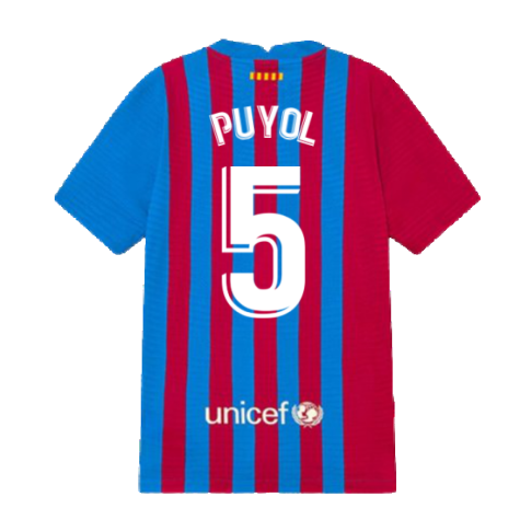 2021-2022 Barcelona Vapor Match Home Shirt (Kids) (PUYOL 5)