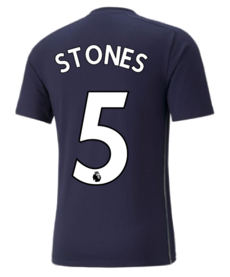 2021-2022 Man City Casuals Tee (Peacot) (STONES 5)