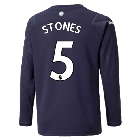 2021-2022 Man City Long Sleeve 3rd Shirt (Kids) (STONES 5)