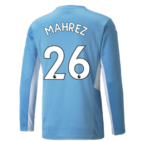 2021-2022 Man City Long Sleeve Home Shirt (MAHREZ 26)