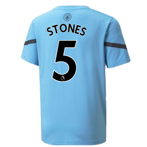 2021-2022 Man City Pre Match Jersey (Light Blue) (STONES 5)