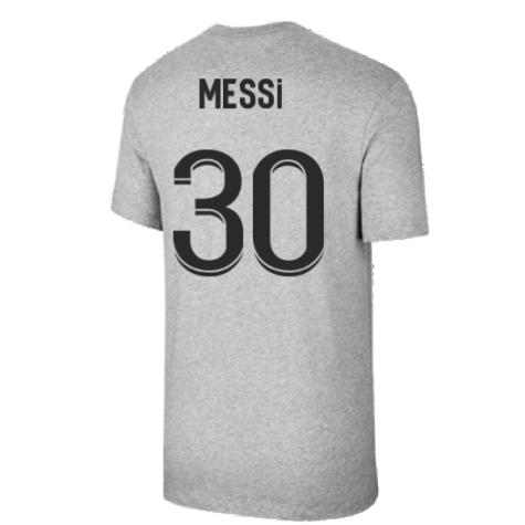 2021-2022 PSG Tee Evergreen Crest (Grey) (MESSI 30)