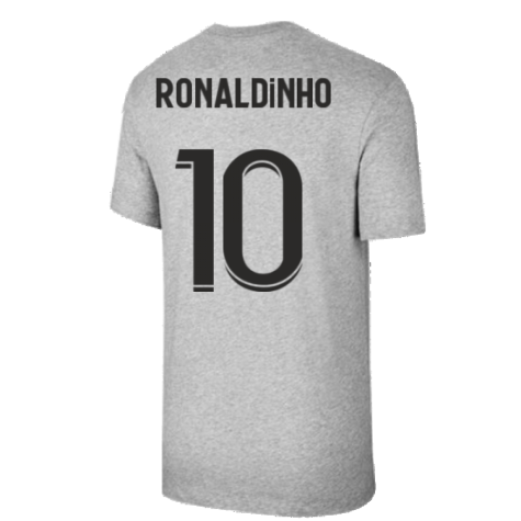 2021-2022 PSG Tee Evergreen Crest (Grey) (RONALDINHO 10)