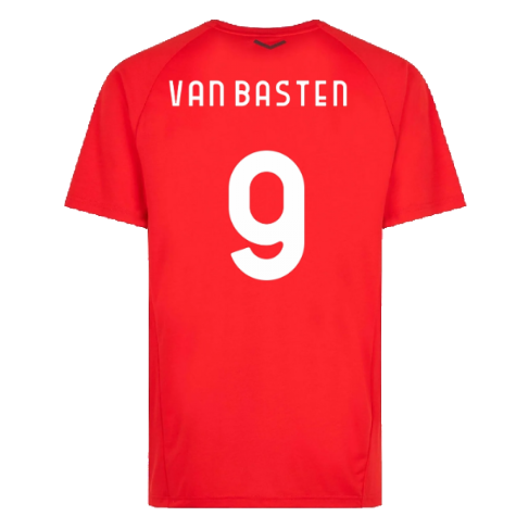 2022-2023 AC Milan Casuals Tee (Red) (VAN BASTEN 9)