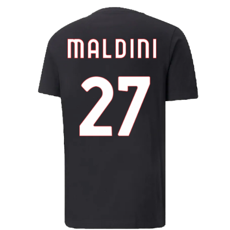 2022-2023 AC Milan FtblCore Tee (Black) (MALDINI 27)