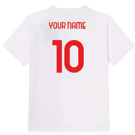 2022-2023 AC Milan Pre-Match Shirt (White-Red) - Kids (Your Name)