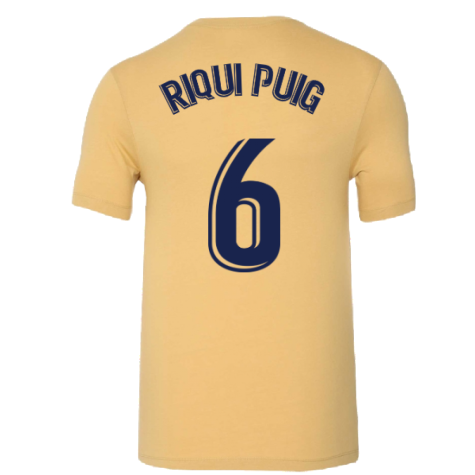 2022-2023 Barcelona Evergreen Crest Tee (Gold) (RIQUI PUIG 6)