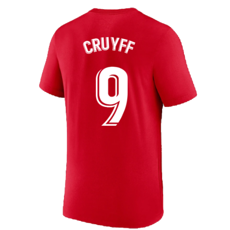 2022-2023 Barcelona Evergreen Crest Tee (Red) (CRUYFF 9)