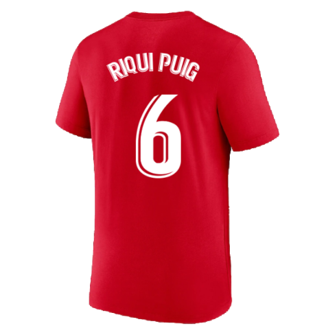 2022-2023 Barcelona Evergreen Crest Tee (Red) (RIQUI PUIG 6)