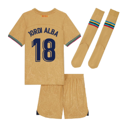 2022-2023 Barcelona Little Boys Away Kit (JORDI ALBA 18)