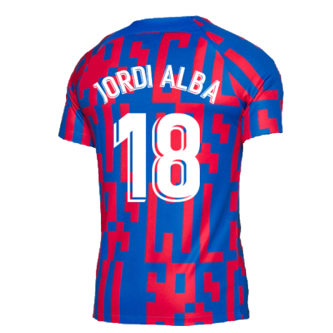 2022-2023 Barcelona Pre-Match Training Shirt (Blue) (JORDI ALBA 18)