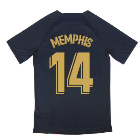 2022-2023 Barcelona Pre-Match Training Shirt (Obsidian) (MEMPHIS 14)