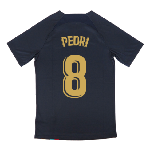 2022-2023 Barcelona Pre-Match Training Shirt (Obsidian) (PEDRI 8)