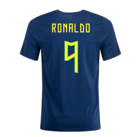 2022-2023 Brazil Crest Tee (Navy) (RONALDO 9)