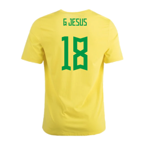 2022-2023 Brazil Crest Tee (Yellow) (G Jesus 18)