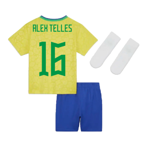 2022-2023 Brazil Home Little Boys Mini Kit (Alex Telles 16)