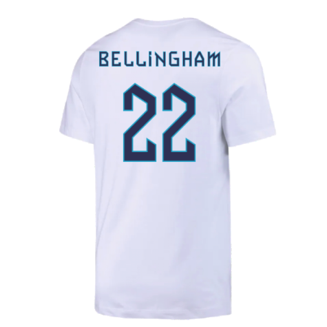 2022-2023 England Crest Tee (White) (Bellingham 22)