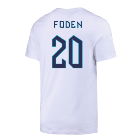 2022-2023 England Crest Tee (White) (Foden 20)