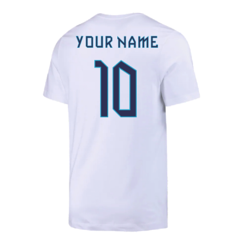 2022-2023 England Crest Tee (White) (Your Name)