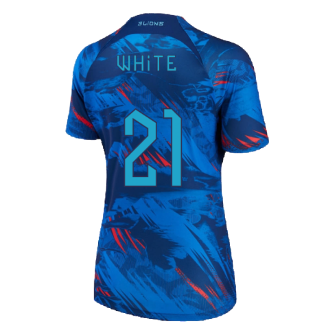 2022-2023 England Pre-Match Shirt (Blue) - Ladies (White 21)