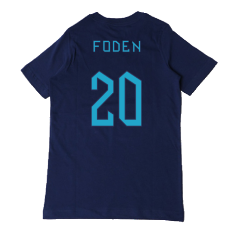 2022-2023 England Three Lions Tee (Navy) - Kids (Foden 20)