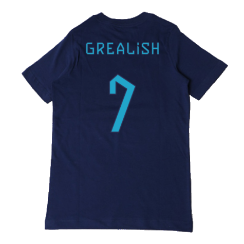 2022-2023 England Three Lions Tee (Navy) - Kids (Grealish 7)