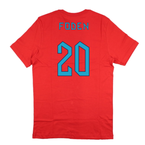 2022-2023 England World Cup Crest Tee (Red) (Foden 20)