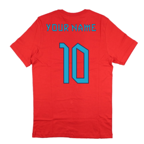 2022-2023 England World Cup Crest Tee (Red) - Kids (Your Name)
