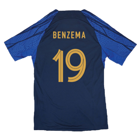 2022-2023 France Strike Dri-Fit Training Shirt (Navy) (Benzema 19)