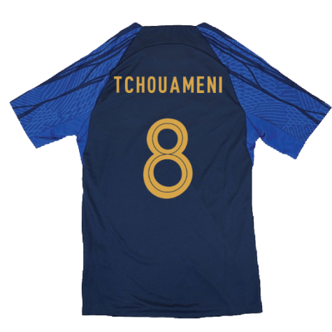 2022-2023 France Strike Dri-Fit Training Shirt (Navy) (Tchouameni 8)