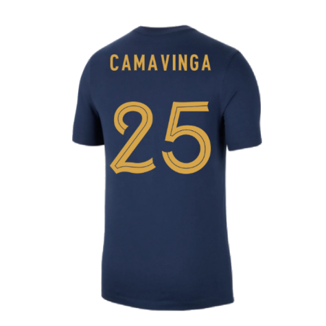 2022-2023 France Swoosh Tee (Navy) (Camavinga 25)