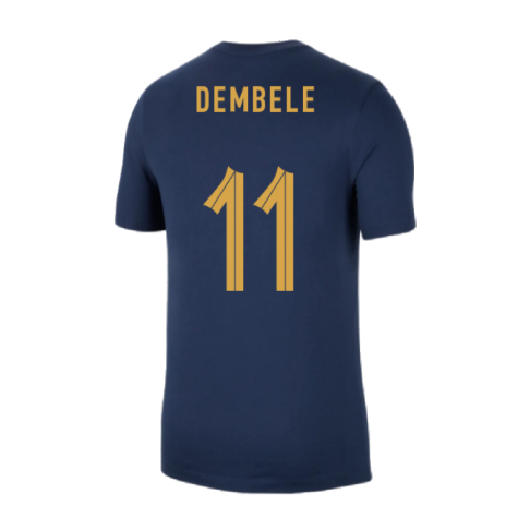 2022-2023 France Swoosh Tee (Navy) (Dembele 11)