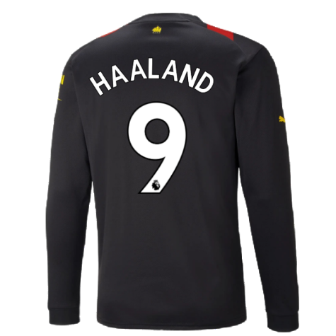 2022-2023 Man City Long Sleeve Away Shirt (HAALAND 9)