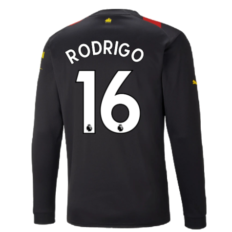 2022-2023 Man City Long Sleeve Away Shirt (RODRIGO 16)