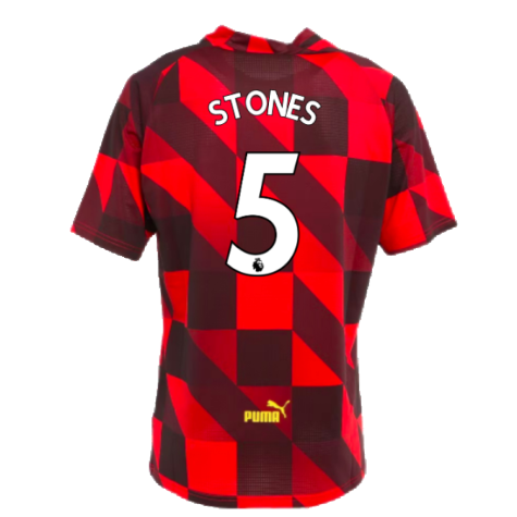 2022-2023 Man City Pre-Match Jersey (Tango Red) (STONES 5)