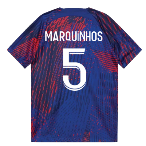 2022-2023 PSG Pre-Match Football Top (Blue) (MARQUINHOS 5)