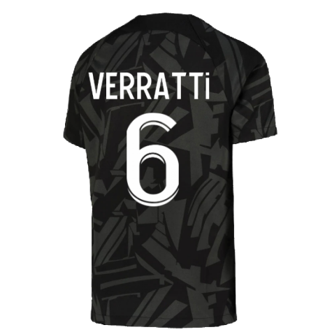 2022-2023 PSG Pre-Match Training Shirt (Black) - Kids (VERRATTI 6)