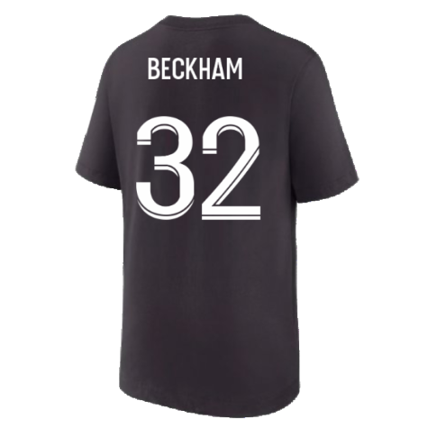 2022-2023 PSG Swoosh Tee Black - Kids (BECKHAM 32)