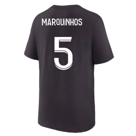 2022-2023 PSG Swoosh Tee Black - Kids (MARQUINHOS 5)