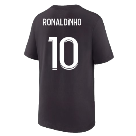 2022-2023 PSG Swoosh Tee Black - Kids (RONALDINHO 10)